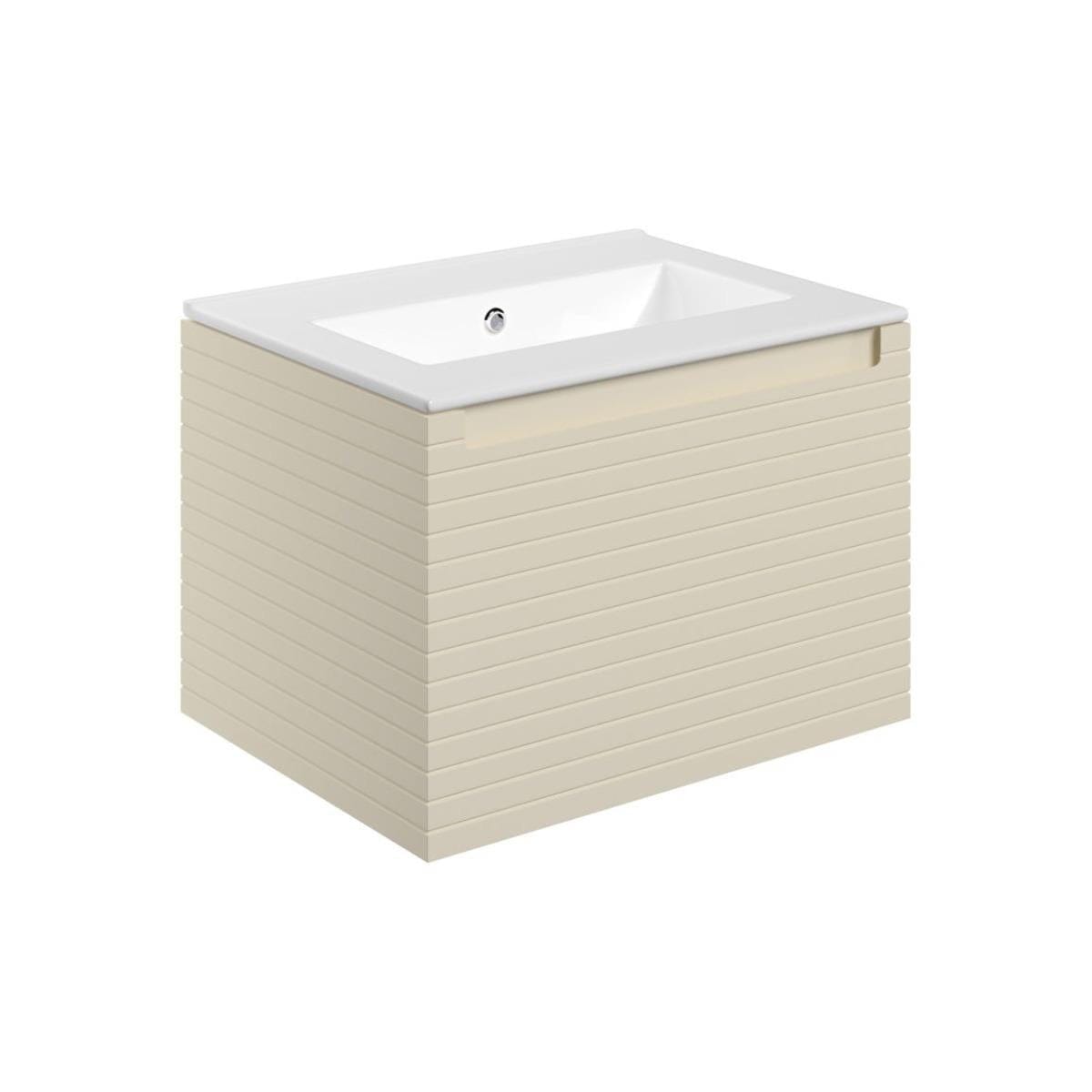 Aquarius Bathrooms Wall Mounted Vanity Unit Matt Cotton / 0 Tap Hole Thin Edge Ceramic Basin Aquarius Contour 615mm Wall Mounted One Drawer Vanity Unit with Basin