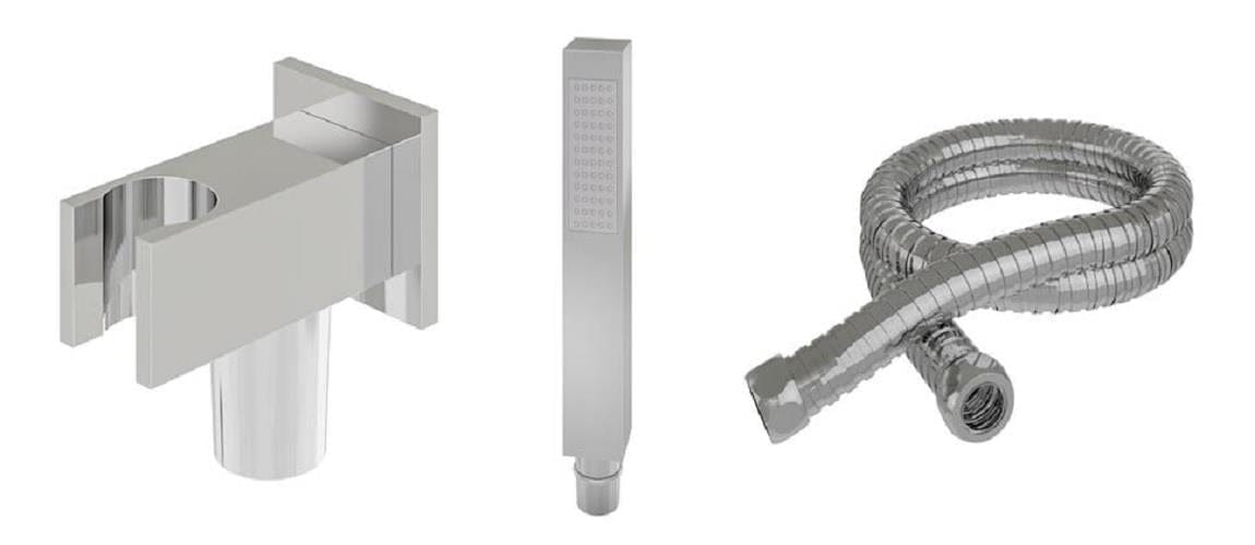 Aquarius Bathrooms Shower Kit Aquarius Modern Square Wall Mounted Shower Kit with Outlet and Hose Chrome AQ60133132