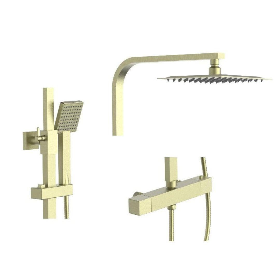 Aquarius Bathrooms Bar Shower Kit Aquarius RainLux Eco Square Adjustable Exposed Bar Shower System