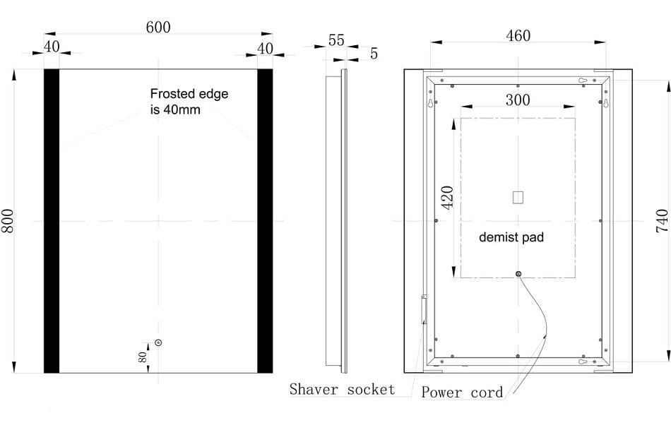 Aquarius Bathrooms Illuminated Mirror Aquarius Muse 600 x 800mm Rectangle Front-Lit LED Mirror AQMU0074