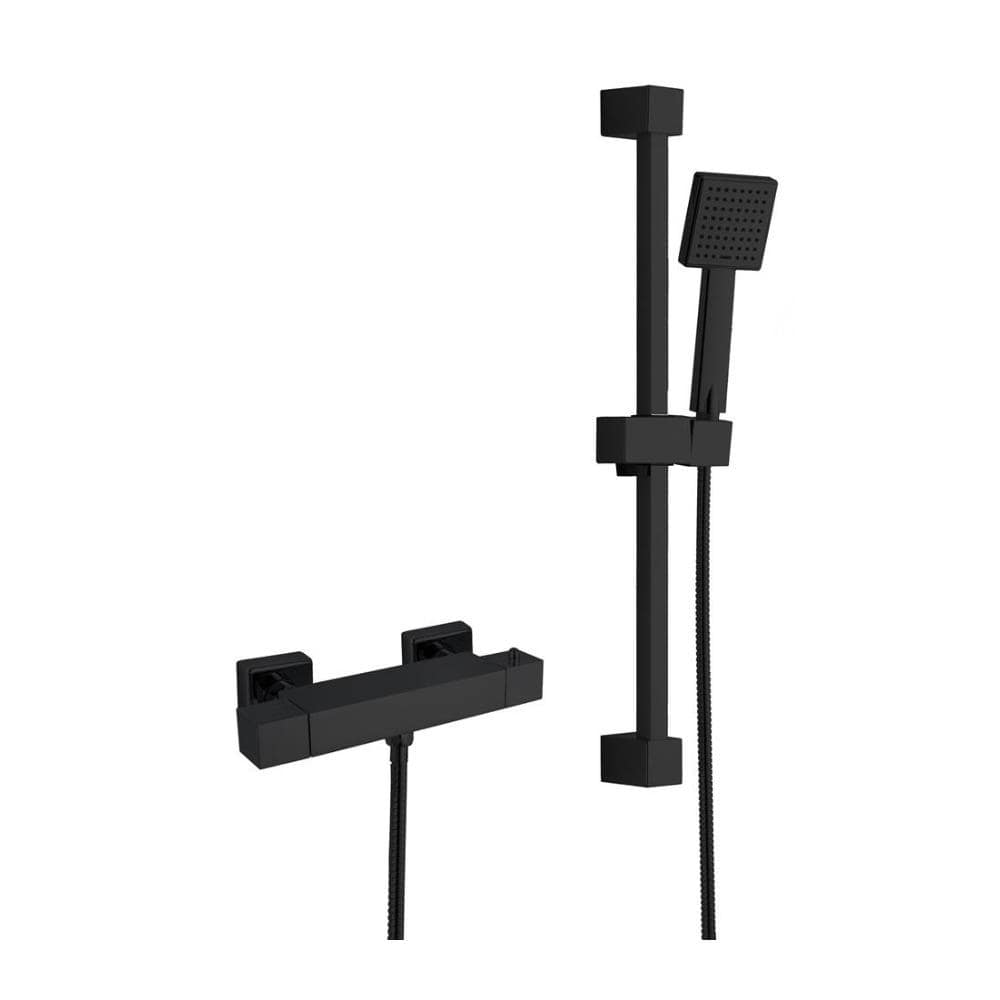 Aquarius Bathrooms Exposed Shower Set Aquarius RainLux Easy-Fit Square Bar Shower Valve with Shower Kit in Matt Black