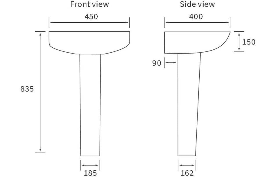 Aquarius Bathrooms Pedestal Basin Aquarius Willow 450mm Basin With Pedestal And 1 Tap Hole