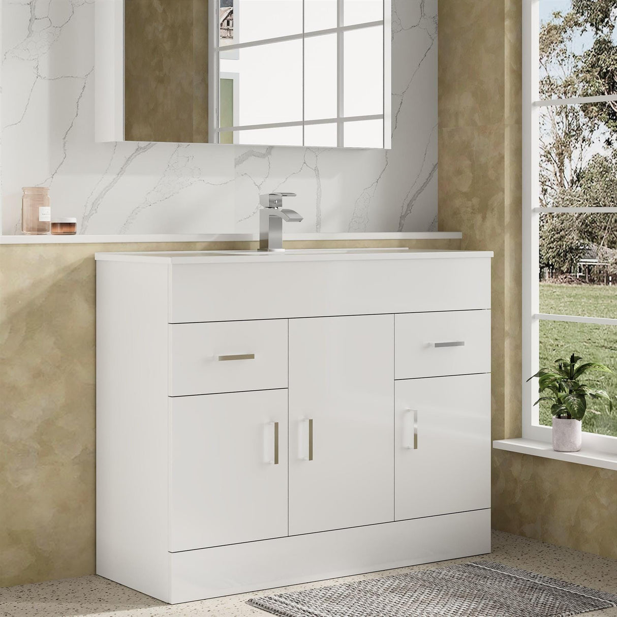 Aquarius Floor Standing Vanity Unit Aquarius Adelaide Floor Standing Vanity Unit with 1 Tap Hole Ceramic Basin