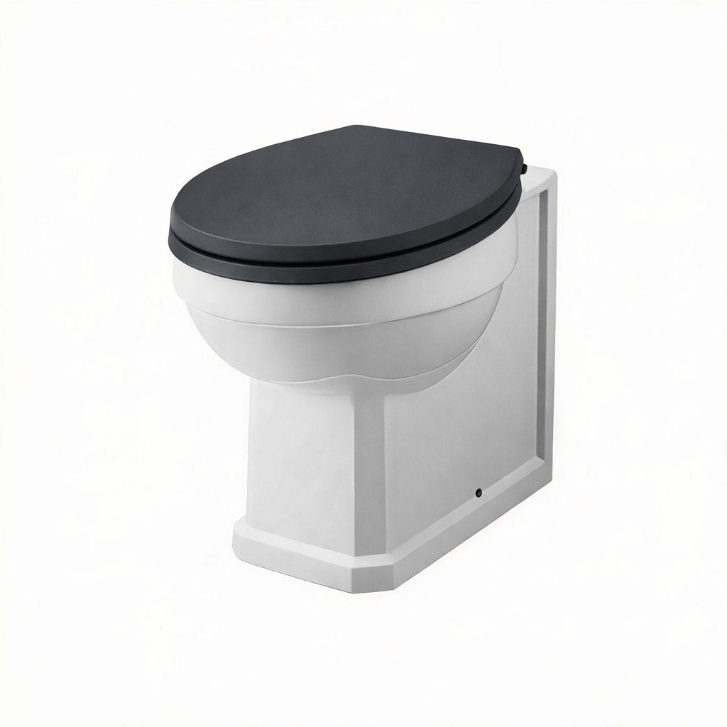 Aquarius Bathrooms Back to Wall Toilet Black Wooden Aquarius Harewood Traditional Back To Wall Toilet with Soft Close Seat