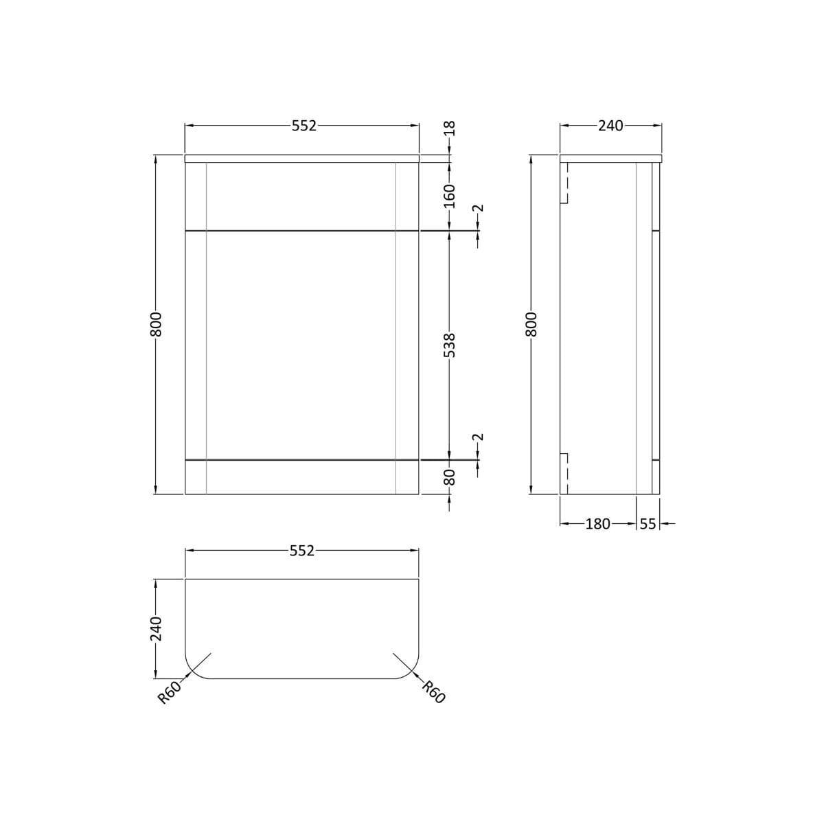 Aquarius WC Back To Wall Unit Aquarius Perth 550mm Back to Wall WC Toilet Unit