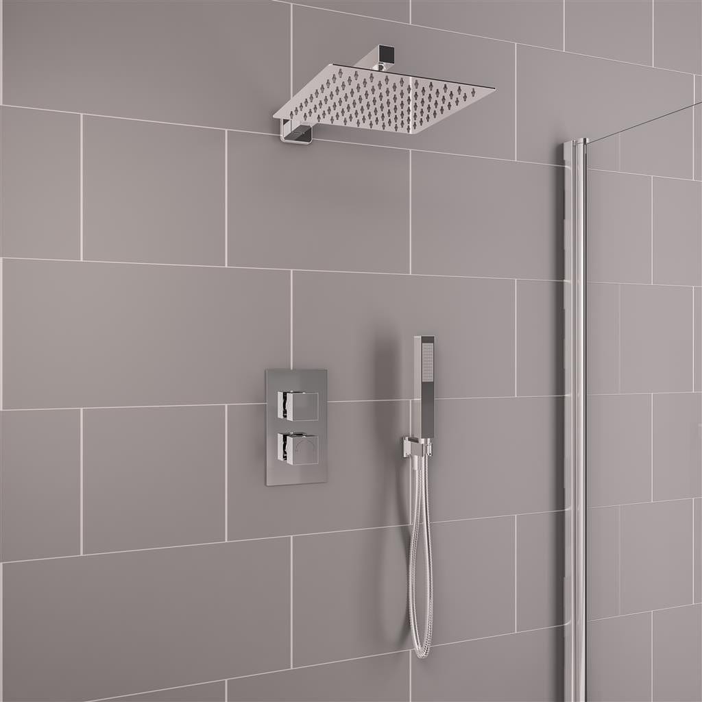 Aquarius Bathrooms Concealed Valve Kit Aquarius Modern Square Shower Bundle Chrome AQBND017
