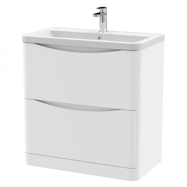 Aquarius Bathrooms Floor Standing Vanity Unit Aquarius Seren 800mm Floor Standing Two Drawer Vanity Unit with Basin