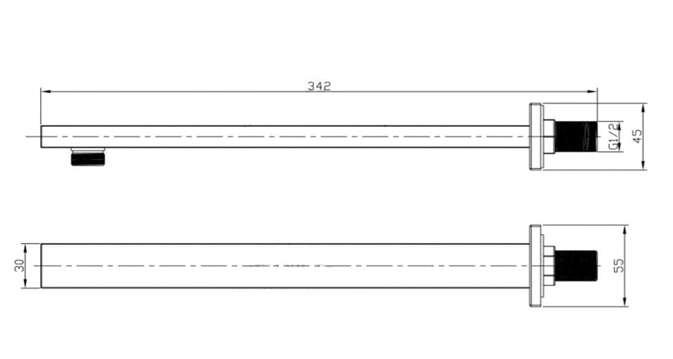 Aquarius Bathrooms Shower Arm Aquarius RainLux 300MM Square Wall Shower Arm Matt Black AQRL02MB