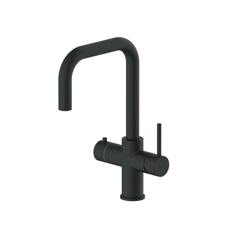 Aquarius Bathrooms Instant Hot Water Tap Matt Black Aquarius TrueCook Square 4-in-1 Instant Hot Water Kitchen Tap with Square Spout