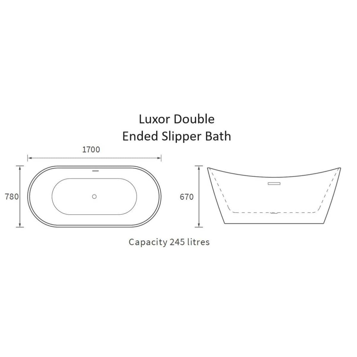 Aquarius Bathrooms Roll Top and Slipper Freestanding Bath Aquarius Luxor Freestanding Double Ended Slipper Bath - 1700 x 780mm