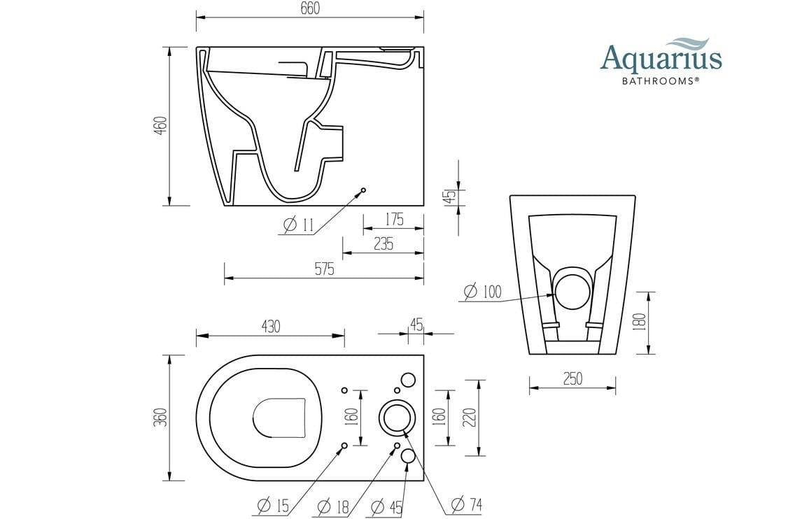Aquarius Bathrooms Close Coupled Toilet Aquarius Emma Rimless Close Coupled Fully Shrouded WC and Soft Close Seat
