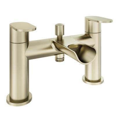 Aquarius Bathrooms Bath Shower Mixer Brushed Brass Aquarius Horseshoe Waterfall Bath Shower Mixer Tap with Shower Kit