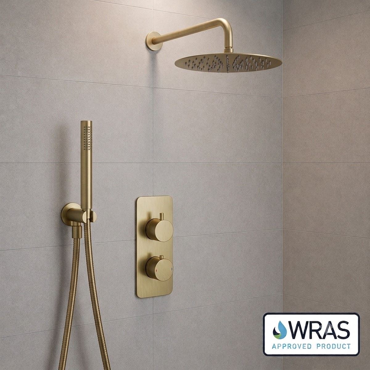 Aquarius RainLux 2 Outlet Thermostatic Shower Set with Shower Head and Single Function Handset