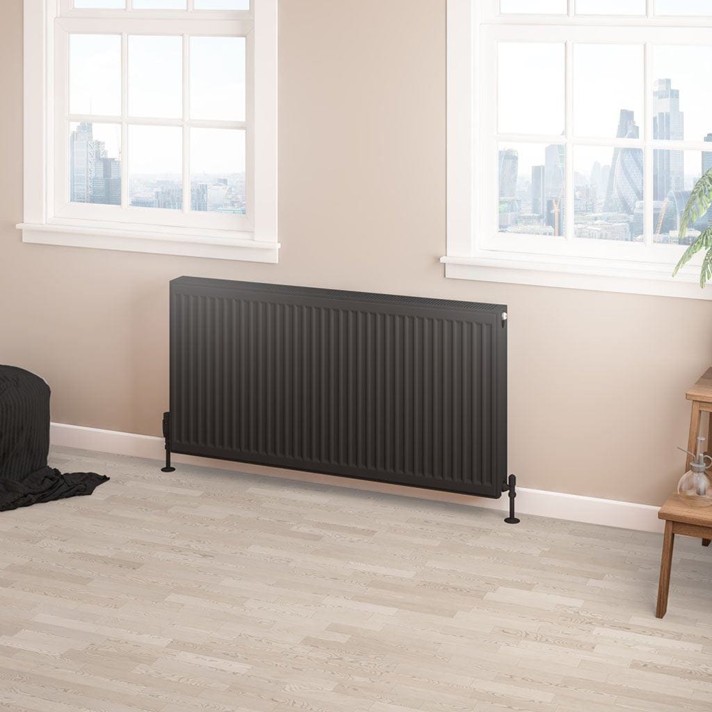 Aquarius Bathrooms Bathroom Heating 600 x 1200 Aquarius Type 22 Compact Panel Radiator in Matt Black