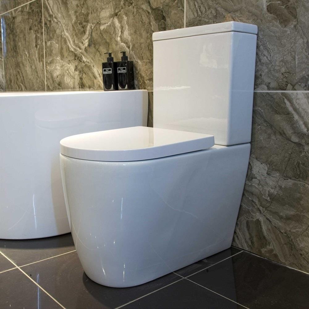 Aquarius Bathrooms Close Coupled Toilet Aquarius Emma Rimless Close Coupled Fully Shrouded WC and Soft Close Seat