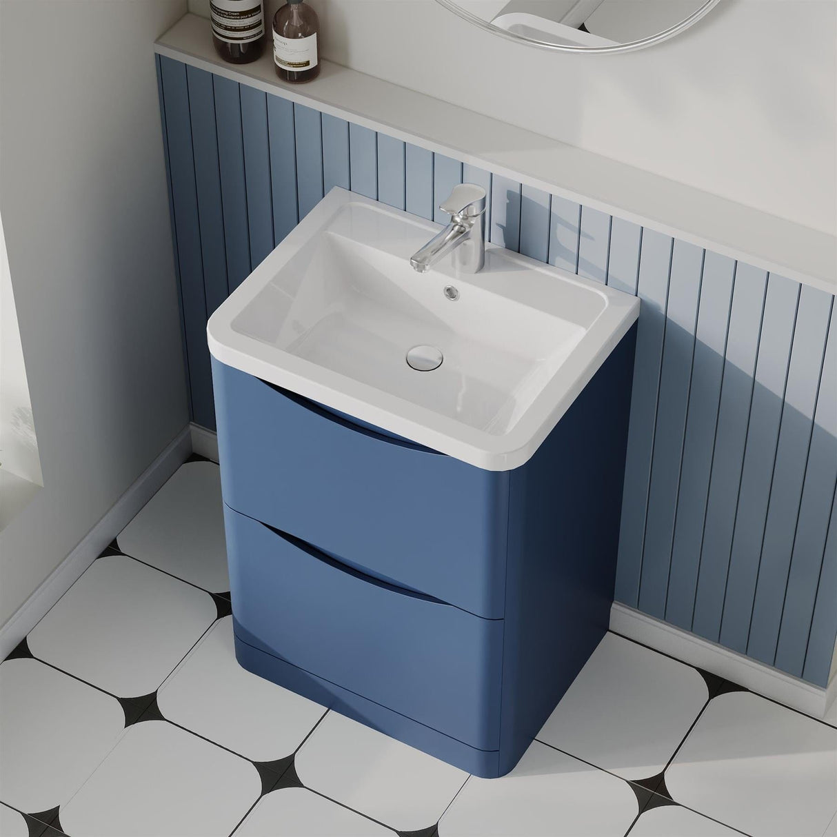 Aquarius Bathrooms Floor Standing Vanity Unit Aquarius Seren 600mm Floor Standing Two Drawer Vanity Unit with Basin