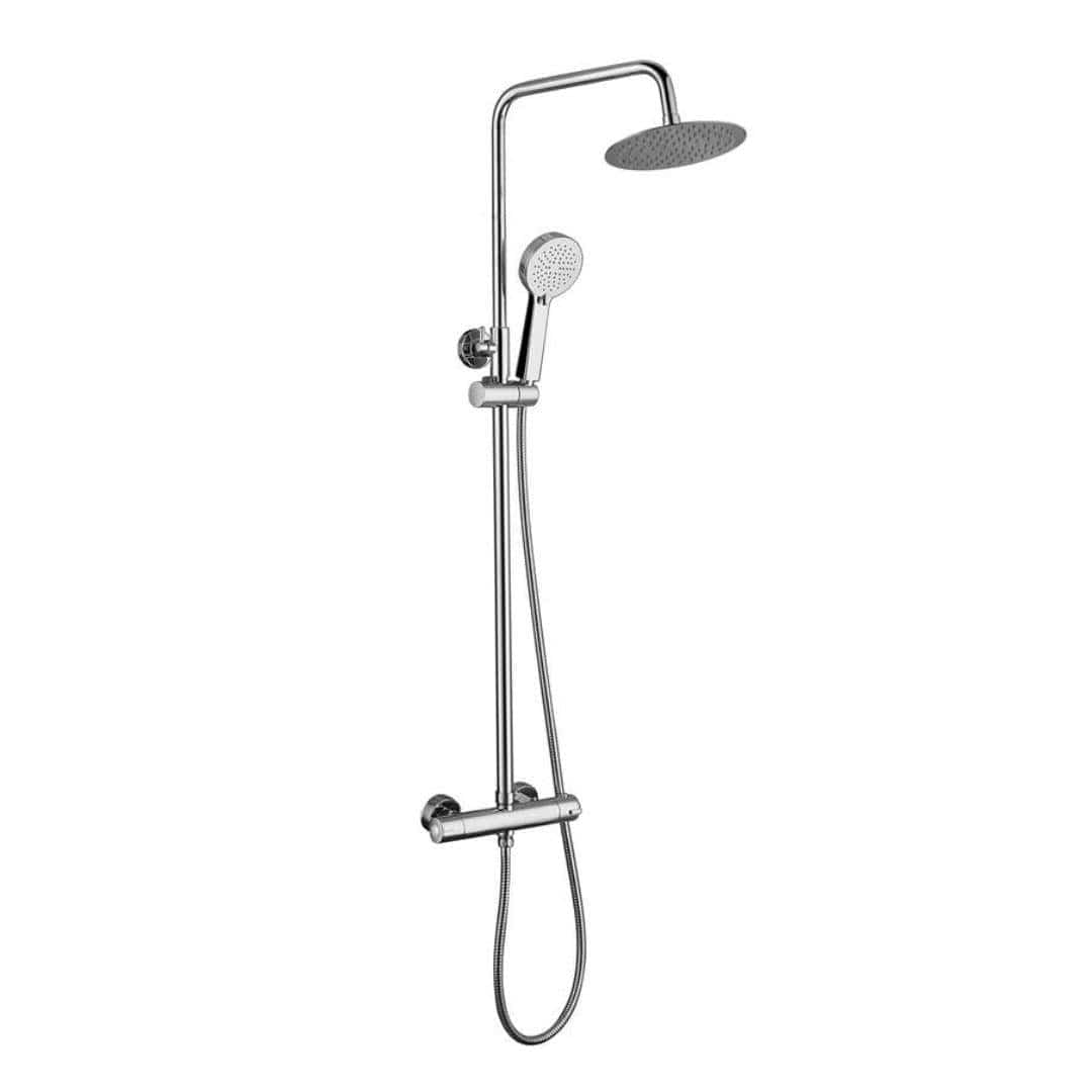 Aquarius Bathrooms Bar Shower Kit Chrome Aquarius RainLux Eco Round Adjustable Exposed Bar Shower System
