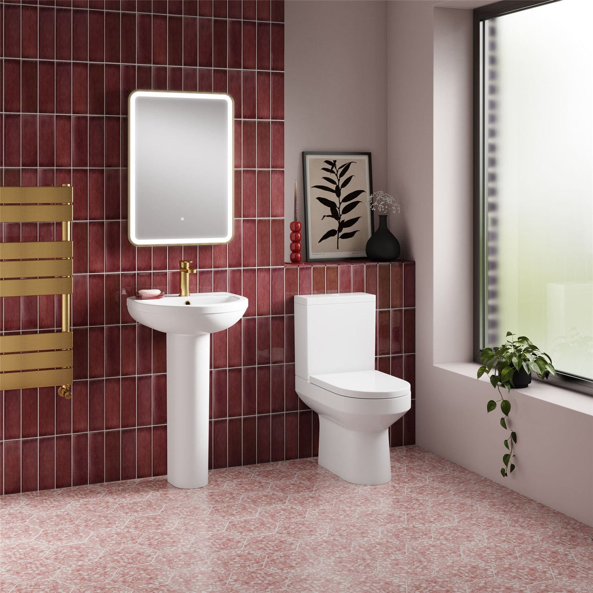 Aquarius Bathrooms Close Coupled Toilet Aquarius Solace Semi Flush to Wall Close Coupled Toilet with Soft Close Quick Release Seat