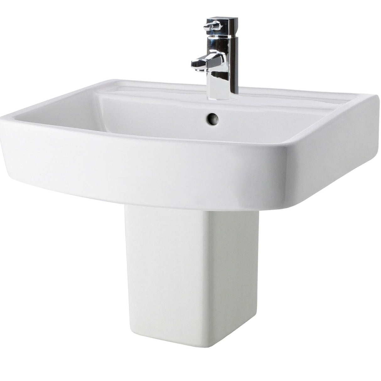 Aquarius Bathrooms Pedestal Basin Aquarius Squared 520mm One Tap Hole Basin and Pedestal