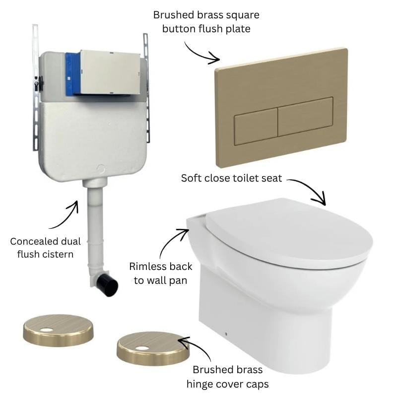 Aquarius Bathrooms Back To Wall Toilet Aquarius Urbano Rimless Back to Wall Toilet Pack with Cistern, Flush Plate, Soft Closing Seat and Hinge Covers