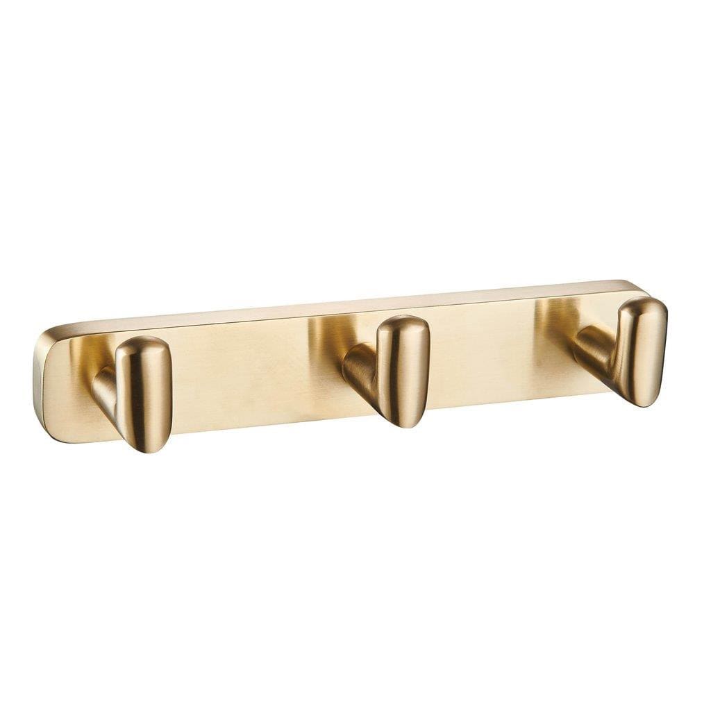Aquarius Bathrooms Robe Hook Aquarius Auro Triple Robe Hook in Brushed Brass