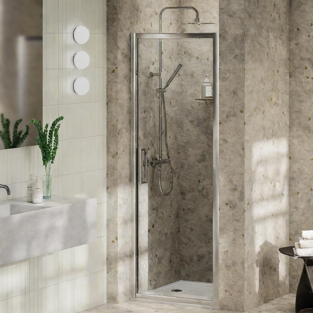 Aquarius Bathrooms Pivot Shower Door Silver / 760mm Aquarius Pluvia 8mm Pivot Shower Door