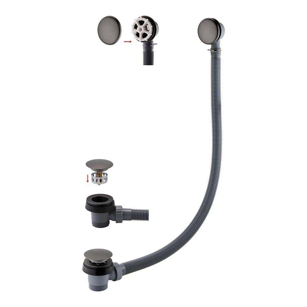 Aquarius Bathrooms Bath Waste Gunmetal Grey Aquarius FT Easy Clean Click Clack Bath Waste and Overflow