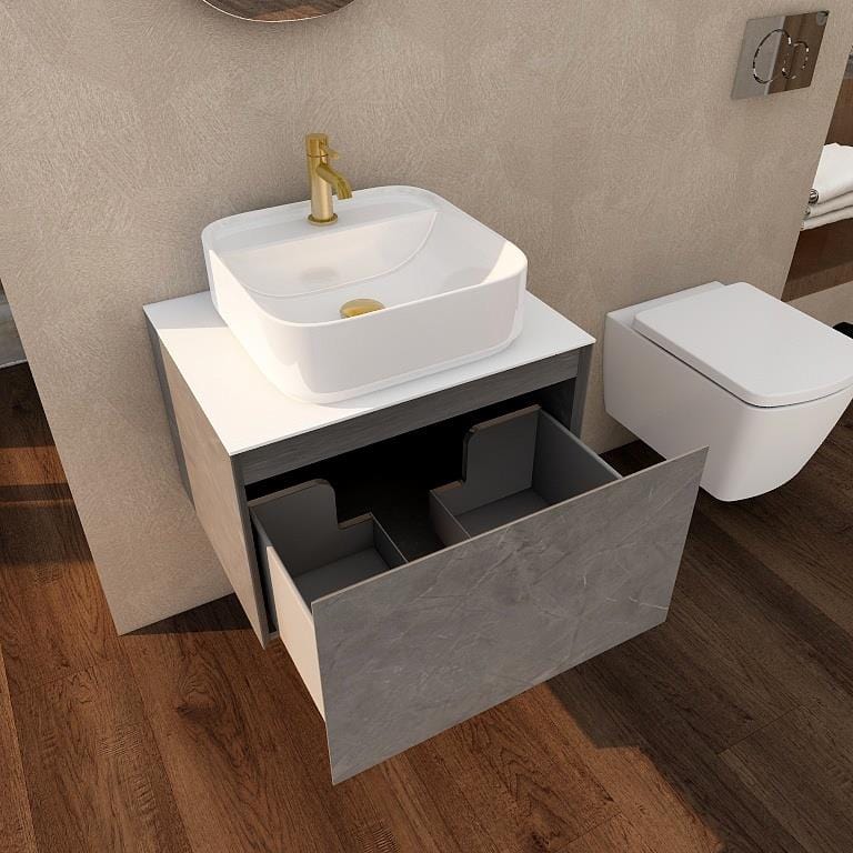 Aquarius Wall Mounted Unit Aquarius JF-Series 600mm Single Drawer Vanity Unit with Countertop