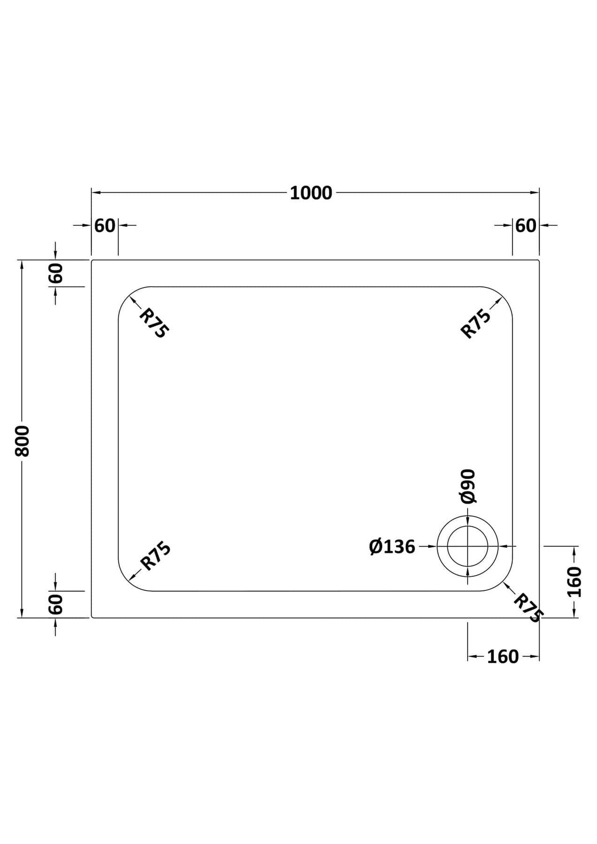 Aquarius Bathrooms Rectangle Shower Tray 1000x800mm Aquarius Urbano Rectangular 45mm Stone Resin Shower Tray in Slate Grey