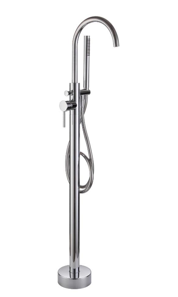 Aquarius Bathrooms Freestanding Bath Filler Chrome Aquarius RF-Series Floor Standing Bath Shower Mixer with Shower Kit