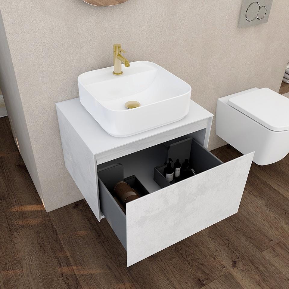 Aquarius Wall Mounted Unit Aquarius JF-Series 600mm Single Drawer Vanity Unit with Countertop