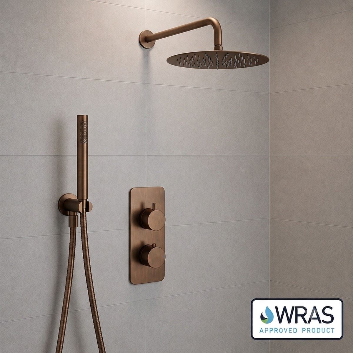 Aquarius RainLux 2 Outlet Thermostatic Shower Set with Shower Head and Single Function Handset