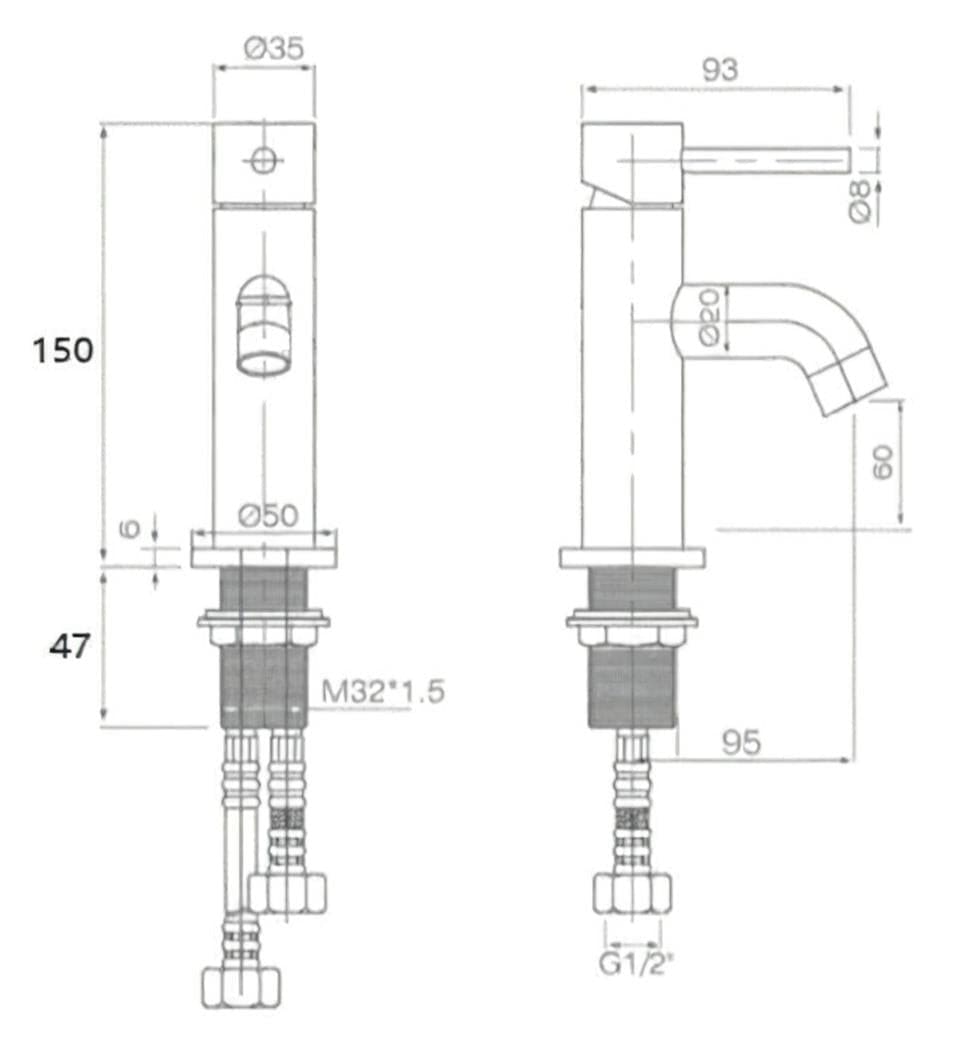 Aquarius Bathrooms Mono Basin Tap Aquarius RF-Series Mini Mono Basin Mixer Tap