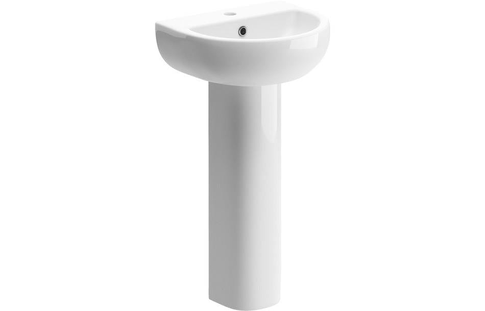Aquarius Bathrooms Pedestal Basin Aquarius Willow 450mm Basin With Pedestal And 1 Tap Hole