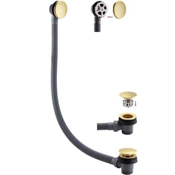 Aquarius Bathrooms Bath Waste Brushed Brass Aquarius Zanelli Click Clack Bath Waste and Overflow