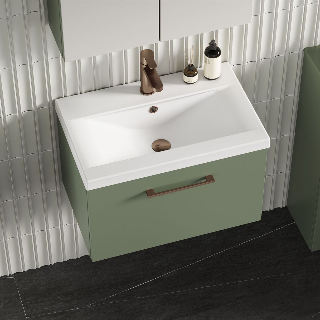 Aquarius Wall Mounted Vanity Unit Aquarius Brisbane 600mm Wall Hung 1 Drawer Vanity Unit with 1 Tap Hole Mid Edge Basin