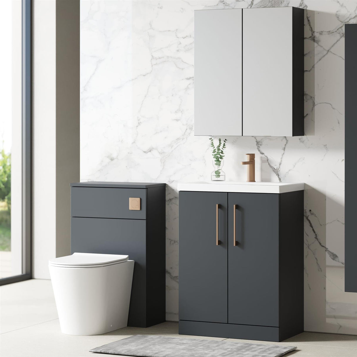 Aquarius Floor Standing Vanity Unit Aquarius Brisbane 600mm 2 Door Floor Standing Vanity Unit with 1 Tap Hole Mid Edge Basin