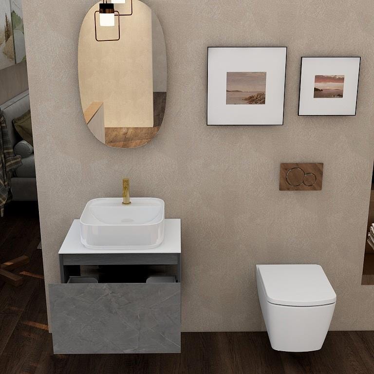 Aquarius Wall Mounted Unit Aquarius JF-Series 600mm Single Drawer Vanity Unit with Countertop