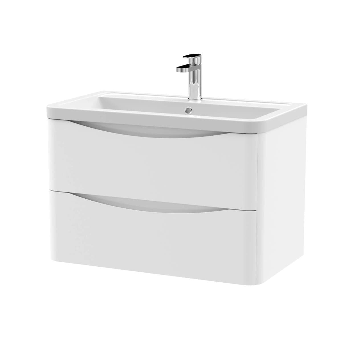 Aquarius Bathrooms Wall Mounted Vanity Unit Aquarius Seren 800mm Wall Mounted Two Drawer Vanity Unit with Basin