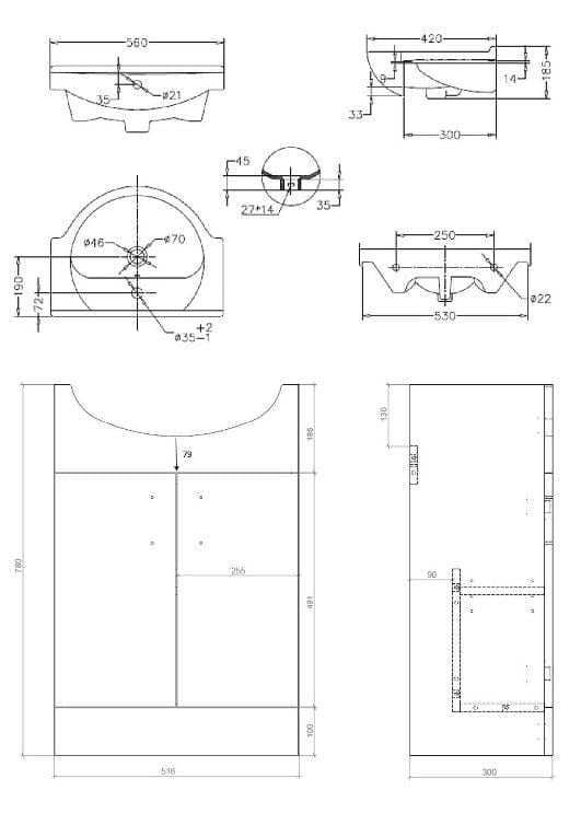 Aquarius Bathroom Suite Aquarius View 550mm Vanity Unit and Close Coupled WC Toilet Set AQVW2560