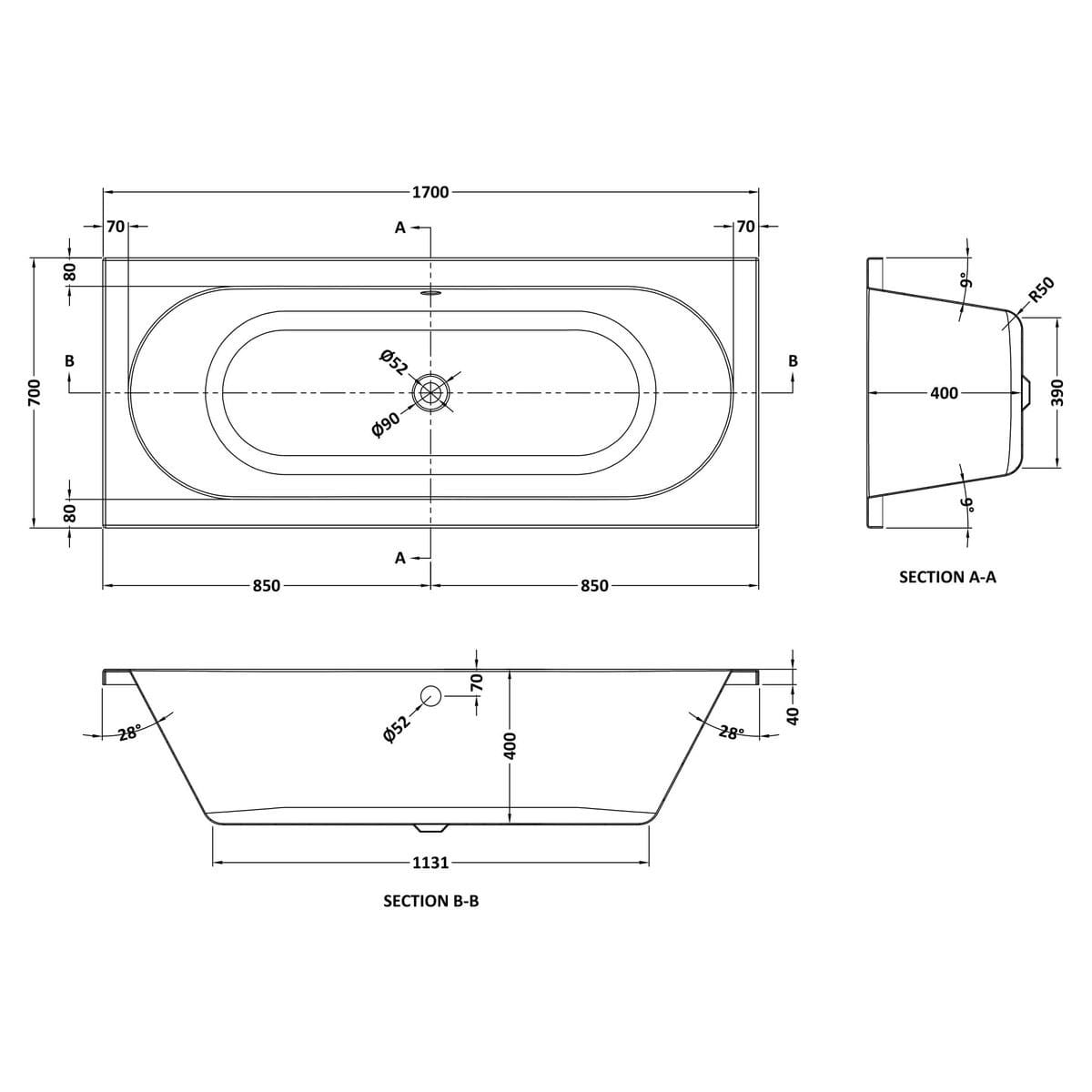 Aquarius Bathrooms Double Ended Bath Aquarius Maree Double Ended Bath With Legs Set