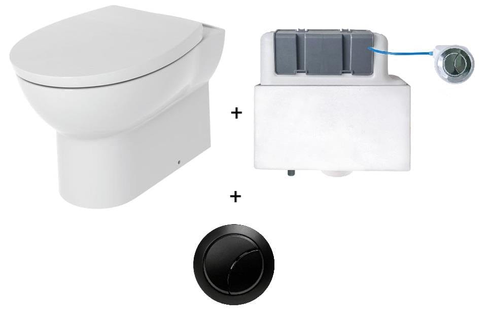 Aquarius Bathrooms Back To Wall Toilet Aquarius QualEco Back To Wall Rimless Toilet with Soft Close Seat and Concealed Cistern - Matt Black