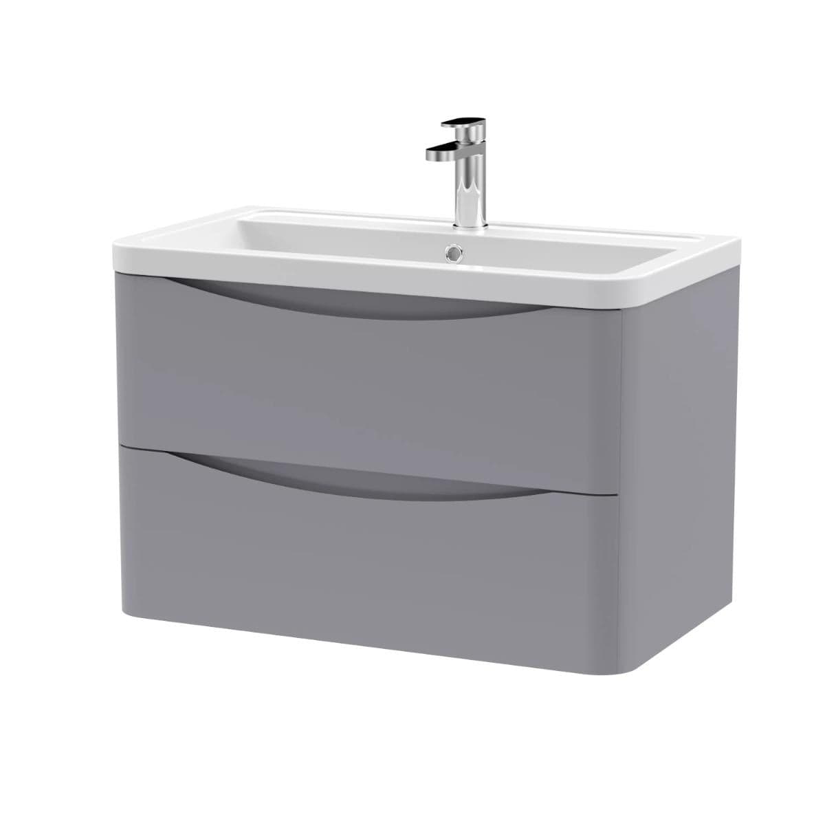 Aquarius Bathrooms Wall Mounted Vanity Unit Aquarius Seren 800mm Wall Mounted Two Drawer Vanity Unit with Basin