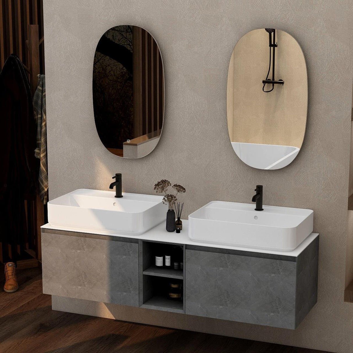 Aquarius Wall Mounted Unit Aquarius JF-Series 1500mm Twin Single Drawer Vanity Unit with Countertop