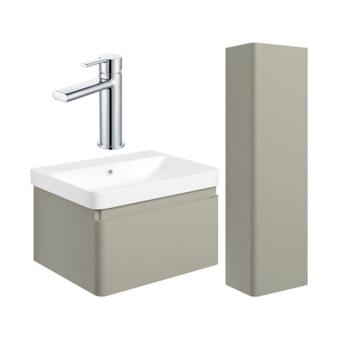 Aquarius Vanity Unit Matt Latte / Chrome Aquarius Sophie 605mm Vanity Unit and Tall Boy Set with Finishes