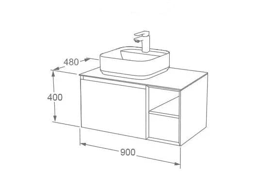 Aquarius Wall Mounted Unit Aquarius JF-Series 900mm Single Drawer Vanity Unit with Countertop