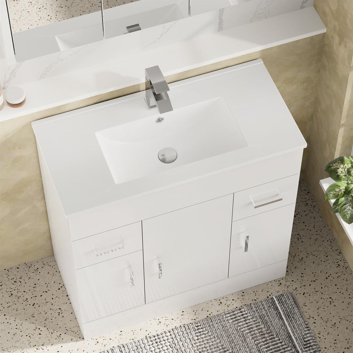 Aquarius Floor Standing Vanity Unit Aquarius Adelaide Floor Standing Vanity Unit with 1 Tap Hole Ceramic Basin