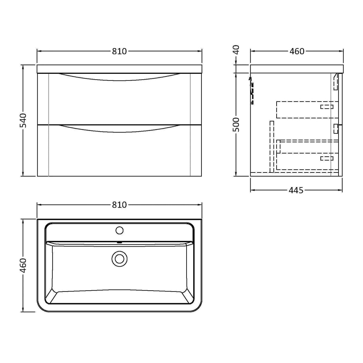 Aquarius Bathrooms Wall Mounted Vanity Unit Aquarius Seren 800mm Wall Mounted Two Drawer Vanity Unit with Basin