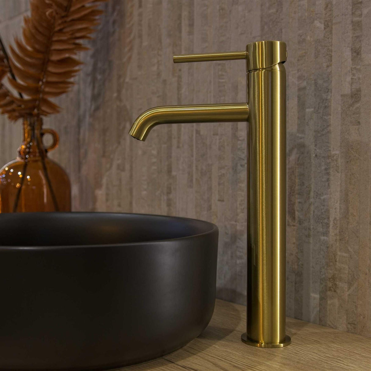 Aquarius Bathrooms Tall Basin Tap Brushed Brass Aquarius RF-Series Tall Mono Basin Mixer Tap