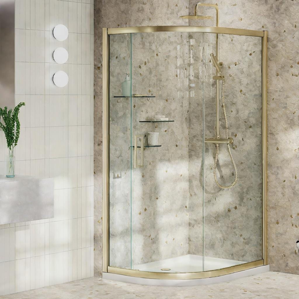 Aquarius Bathrooms Quadrant Shower Enclosure Brushed Brass / 1000mm x 800mm Aquarius Pluvia 8mm Quadrant Single Sliding Shower Door